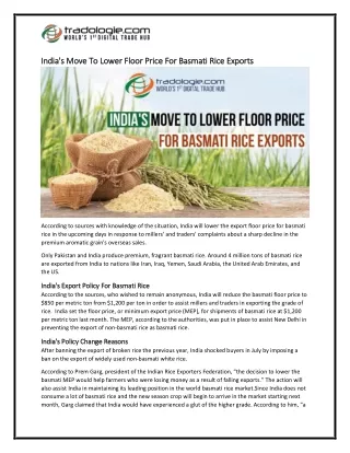 4-India's Move To Lower Floor Price For Basmati Rice Exports