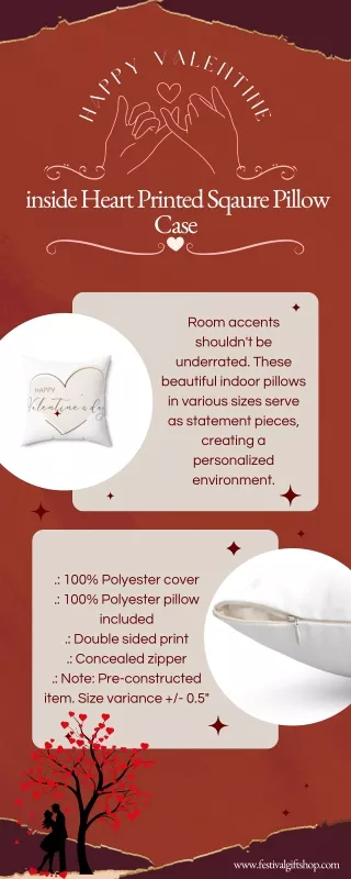 Happy Valentine  inside Heart Printed Sqaure Pillow Case