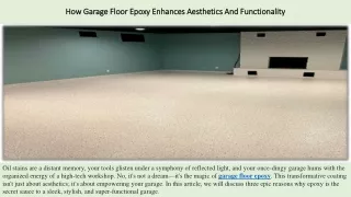 How Garage Floor Epoxy Enhances Aesthetics And Functionality