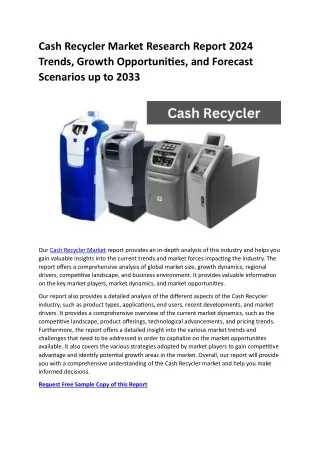 Cash Recycler Market Research Report 2024 Trends