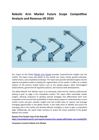 Robotic Arm Market Insights, Competitive Landscape