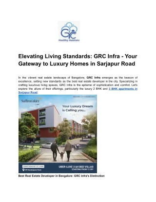 Elevating Living Standards_ GRC Infra - Your Gateway to Luxury Homes in Sarjapur Road