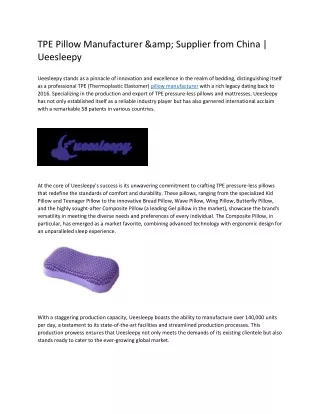 TPE Pillow Manufacturer &amp; Supplier from China | Ueesleepy