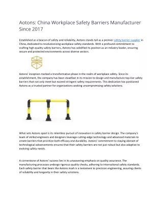 Aotons: China Workplace Safety Barriers Manufacturer Since 2017