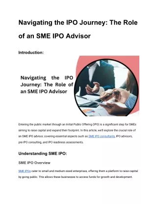 Navigating the IPO Journey_ The Role of an SME IPO Advisor