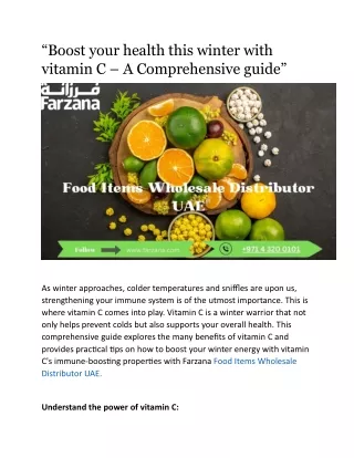 “Boost your health this winter with vitamin C – A Comprehensive guide”