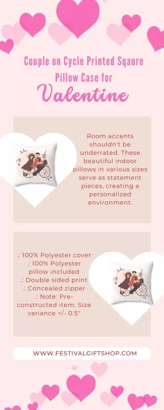 Couple on Cycle Printed Sqaure Pillow Case for Valentine