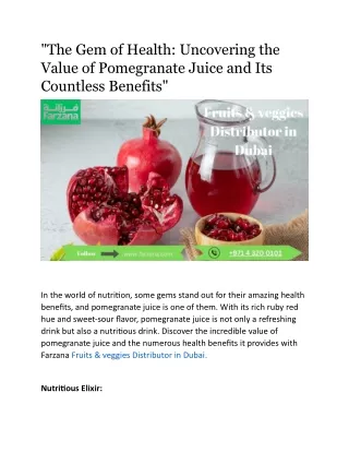 The Gem of Health Uncovering the Value of Pomegranate Juice and Its Countless Benefits