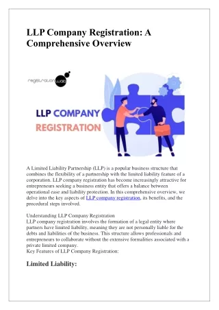 LLP Company Registration: A Comprehensive Overview