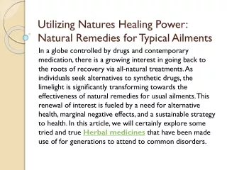 Utilizing Natures Healing Power Natural Remedies for Typical Ailments