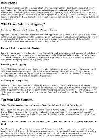 Update to Effective Lights with Durable Solar LED Suppliers