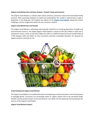 Organic Food Market Size and Share Analysis - Growth Trends and Forecasts