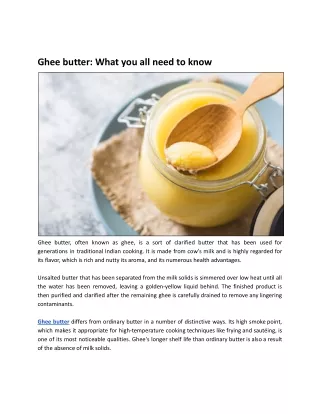 Ghee butter: What you all need to know