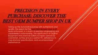 Precision in Every Purchase Discover the Best OEM Bumper Shop in UK