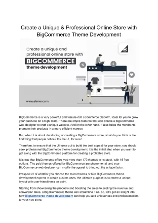 Create a Unique and Professional Online Store with BigCommerce Theme Development