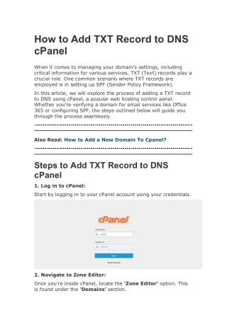 How to Add TXT Record to DNS cPanel