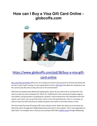 How can I Buy a Visa Gift Card Online - globcoffs.com