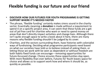 flexible funding is our future and our friend