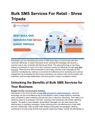 Bulk SMS Services For Retail - Shree Tripada