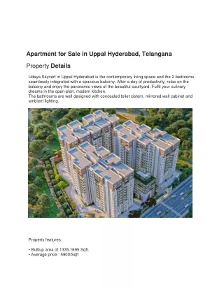 Apartment for Sale in Uppal Hyderabad