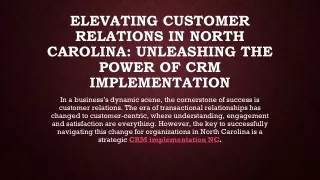 Elevating Customer Relations in North Carolina Unleashing the Power of CRM Implementation