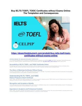Buy IELTS TOEFL TOEIC Certificates without Exams Online - desechtedokument.com