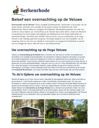 Overnachten Veluwe - Berkenrhode