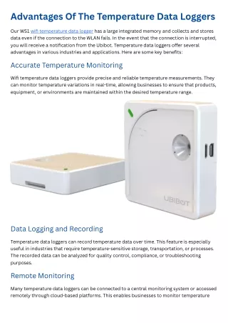 Advantages Of The Temperature Data Loggers