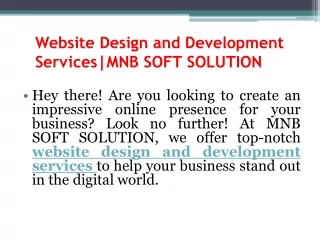 Website Design and Development Services|MNB SOFT SOLUTION