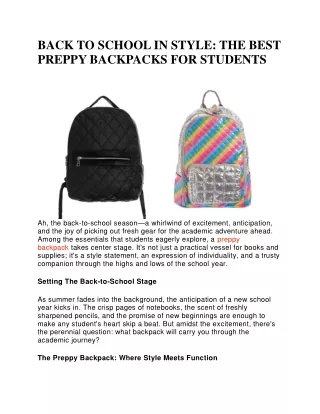 Stylish Preppy Backpacks for Students: Elevate Your School Style