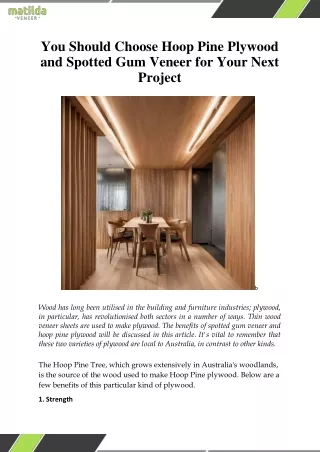 You Should Choose Hoop Pine Plywood and Spotted Gum Veneer for Your Next Project