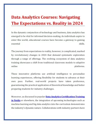 Data Analytics Courses Navigating The Expectations vs Reality in 2024