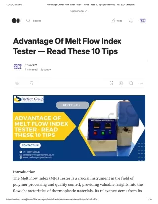 Advantage Of Melt Flow Index Tester — Read These 10 Tips