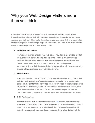 Why your Web Design Matters more than you think