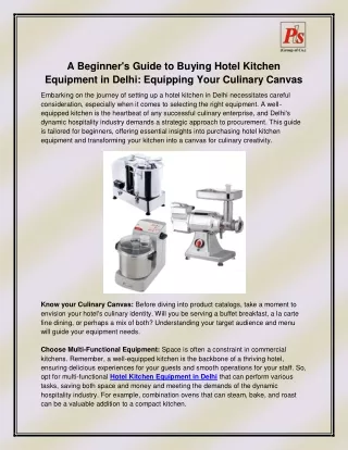 Hotel Kitchen Equipment in Delhi