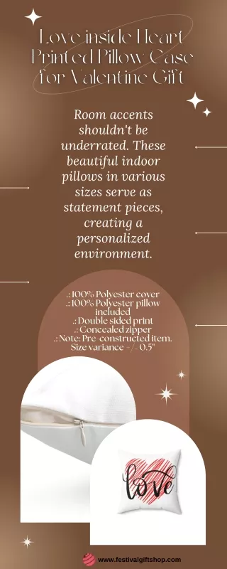 Love inside Heart Printed Pillow Case for Valentine Gift