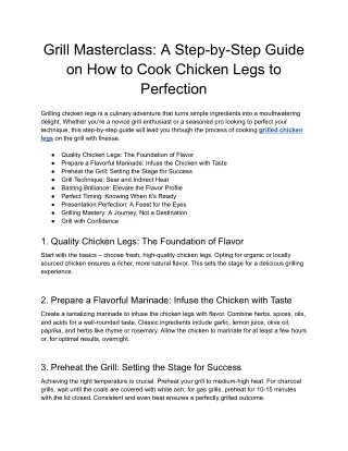 Grill Masterclass_ A Step-by-Step Guide on How to Cook Chicken Legs to Perfection