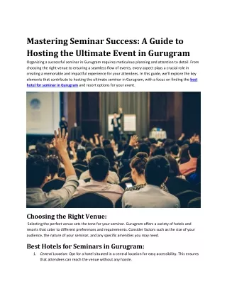 Mastering Seminar Success