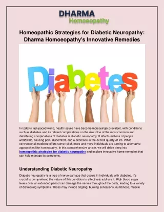 Homeopathic Strategies for Diabetic Neuropathy_ Dharma Homoeopathy's Innovative Remedies