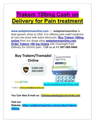 Trakem 100mg Cash on Delivery for Pain treatment