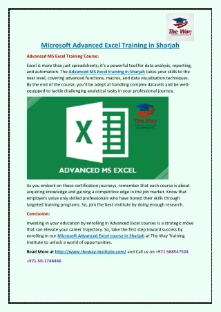 Microsoft Advanced Excel Training in Sharjah