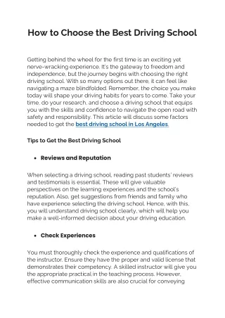 How to Choose the Best Driving School