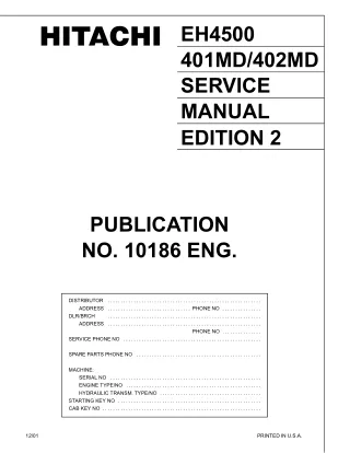 Hitachi EH4500 Rigid Frame Truck Service Repair Manual