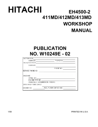 Hitachi EH4500-2 Rigid Frame Truck Service Repair Manual