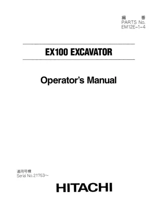 Hitachi EX100 Excavator operator’s manual