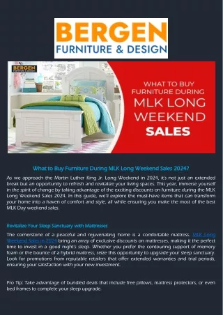 What to Buy Furniture During MLK Long Weekend Sales 2024 at Bergen Furniture