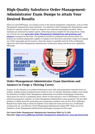 Order-Management-Administrator Exam Dumps Specialists Method For Preparation