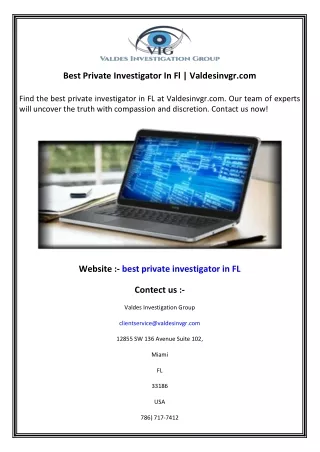 Best Private Investigator In Fl  Valdesinvgr.com