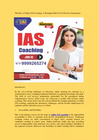 The Rise of Online IAS Coaching - A Paradigm Shift in Civil Services Preparation