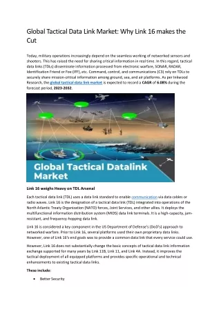 Tactical Data Link Market Growth: Why Link 16 makes the Cut